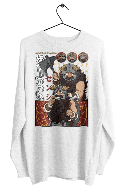 Women's sweatshirt with prints Danjon Meshi Senshi. Anime, danjon meshi, dungeon, dwarf, manga, senshi. 2070702