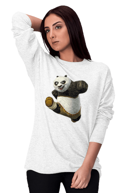 Світшот жіночий з принтом "Панда". Panda, кунг фу панда, медведь, мишка, панда. Milkstore