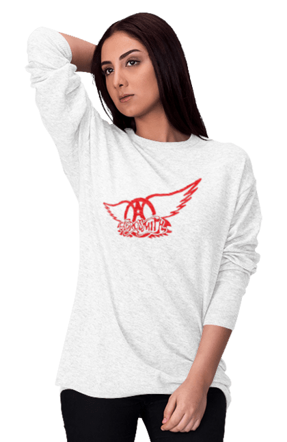 Women's sweatshirt with prints Aerosmith. Aerosmith, blues rock, glam rock, group, hard rock, music, rock, rock`n`roll. 2070702