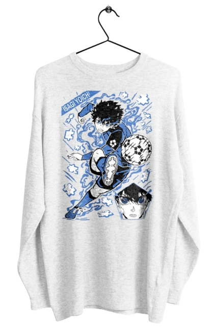 Світшот жіночий з принтом "Синя в'язниця Йоічі Ісагі". Blue lock, yoichi isagi, аніме, блю лок, йоічі ісагі, манга, синя в`язниця, спорт, спортивне аніме. 2070702