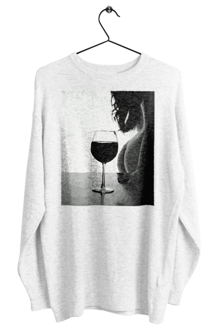 Світшот жіночий з принтом "Келих вина". Вино у келиху, грація, знову п`ятниця, очікування, тіло жінки, форми жіночого тіла. 2070702