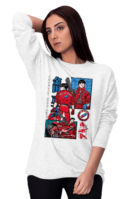 Women's sweatshirt with prints Akira Shotaro Kaneda. Akira, anime, cyberpunk, manga, shotaro kaneda. 2070702