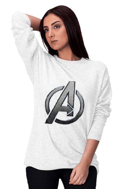 Світшот жіночий з принтом "Лого Месники". Avengers, герої, комікси, месники, месники. CustomPrint.market