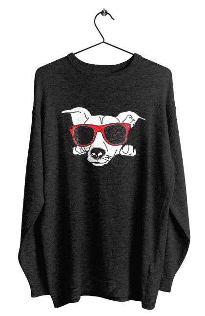Men`s sweatshirt with prints The Dog Peeks Out. Dog, glasses, peep out. 2070702