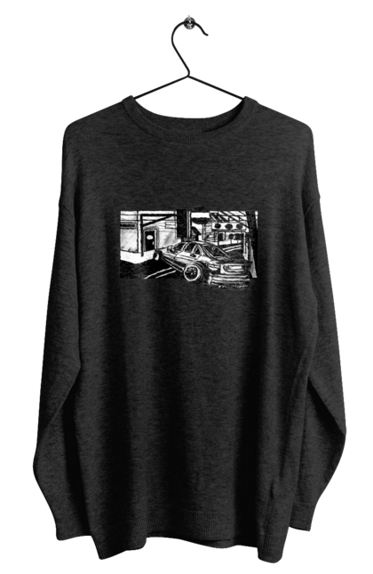 Світшот чоловічий з принтом "Небезпечний Автомобіль на дорогах вулиць". Автомобіль, гонки, машина, небезпечний, чорно білий, швидкий. 2070702