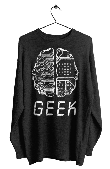 Світшот чоловічий з принтом "Гик Мозок". Айті, айтішник, гик, знання, інженер, кібер, кібернетика, кіборг, код, комп, комп’ютерник, кристал, мікросхема, мозок, програміст, професіонал, професссія, розробник, розум, чіп. 2070702