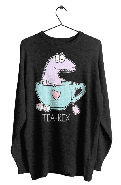 Світшот чоловічий з принтом "Динозавр прінмаем в чашці чай". Динозавр, релакс, чай, чашка. futbolka.stylus.ua