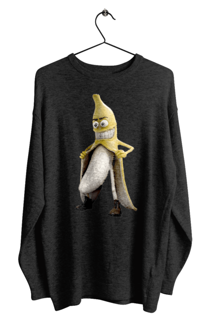 Men`s sweatshirt with prints Banana. Banana, exhibitionist, joke, laughter, sex. 2070702