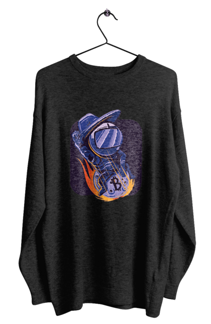 Світшот чоловічий з принтом "Космо біткоїн". Биткоин, бінарний, біткоїн, біткойн, валюта, гроші, крипто, програміст, хакер. 2070702