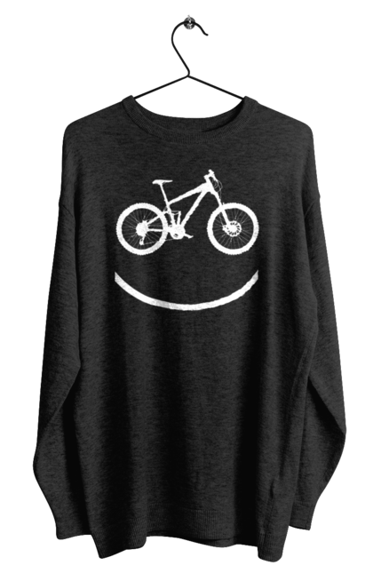 Men`s sweatshirt with prints Cycling smile. Bicycle lovers, bike, cross, cycling, pedals, smile, smiley, track, wheel. 2070702