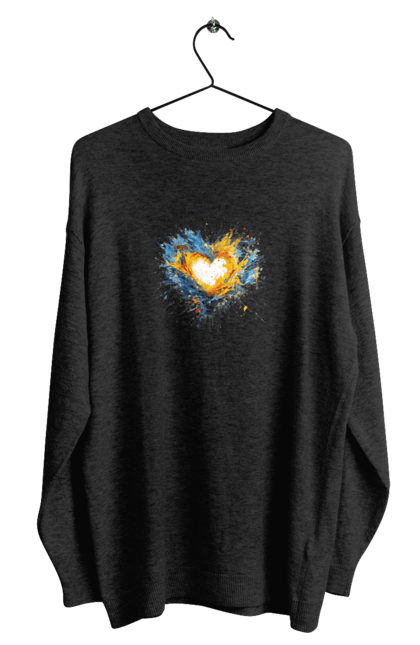 Світшот чоловічий з принтом "Серце патріота". Патріотичне, прапор україни, серце, україна, українська символіка, українське. 2070702