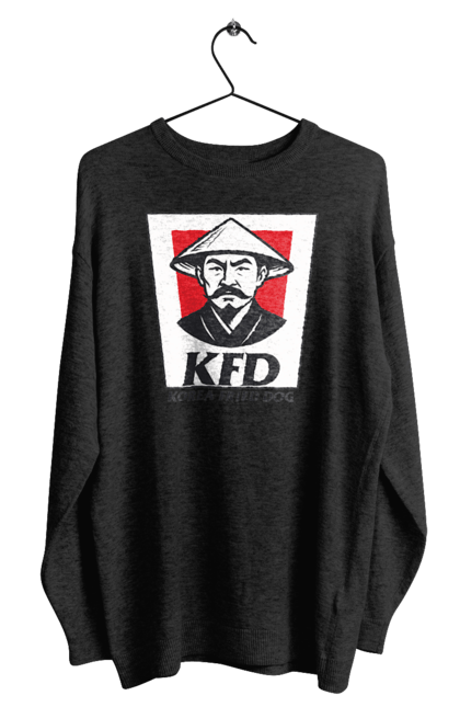 Світшот чоловічий з принтом "Korea Fried Dog". Бренди, гумор, жартівливі, кфц, літні, прикольні, смішні, фаст-фуд. 2070702