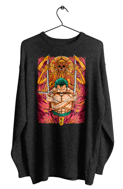 Men's sweatshirt with prints One Piece Zoro. Anime, manga, one piece, roronoa zoro, straw hat pirates, swordsman, zoro. 2070702