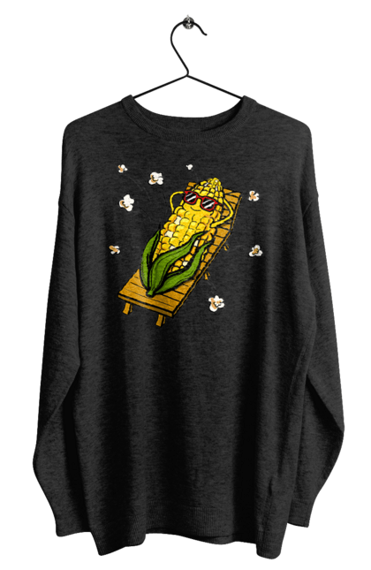 Men`s sweatshirt with prints Corn Suns On A Lounger. Corn, lounger, popcorn. 2070702