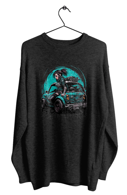 Men`s sweatshirt with prints Cyberpunk girl. Art, cyberpunk, games, girls, graphics, picture. 2070702