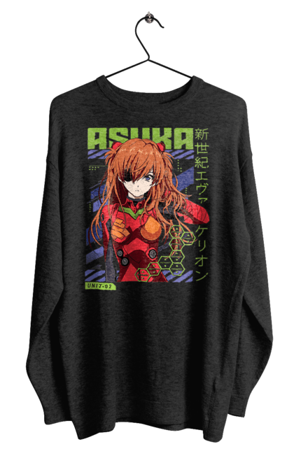 Men's sweatshirt with prints Evangelion Asuka. Anime, asuka, asuka langley sorry, eva 02, evangelion, eve, kaoru, manga, ray, shinji. 2070702