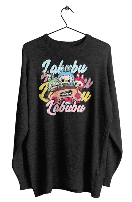 Світшот чоловічий з принтом "Лабубу". Іграшка лабубу, лабубу, лабубу кока кола, мерч лабубу, мила, рожева лабубу, смішна лабубу. 2070702