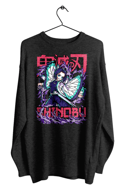 Men's sweatshirt with prints Demon Slayer Shinobu. Anime, demon slayer, kimetsu no yaiba, manga, serial, shinobu. 2070702