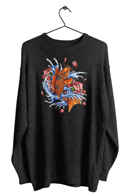 Світшот чоловічий з принтом "Риба і хвилі". Ryba, квітка, хвиля. 2070702