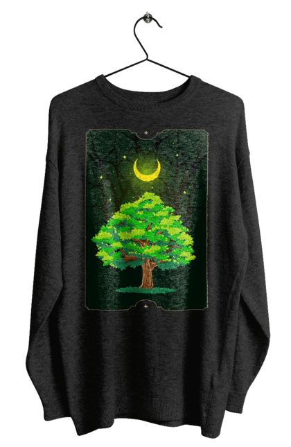 Світшот чоловічий з принтом "Дерево вночі". Дерево, космос, ліс, магія, місяць, ніч, природа. futbolka.stylus.ua