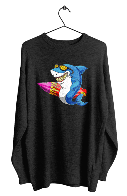 Світшот чоловічий з принтом "Акула В Окулярах З Серфінгом". Акула, літо, окуляри, серфінг. 2070702