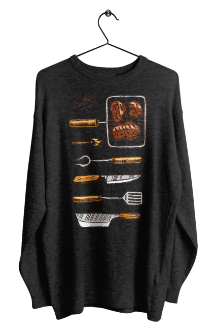 Світшот чоловічий з принтом "Барбекю Паті". Барбекю, м`ясо, смажити. 2070702