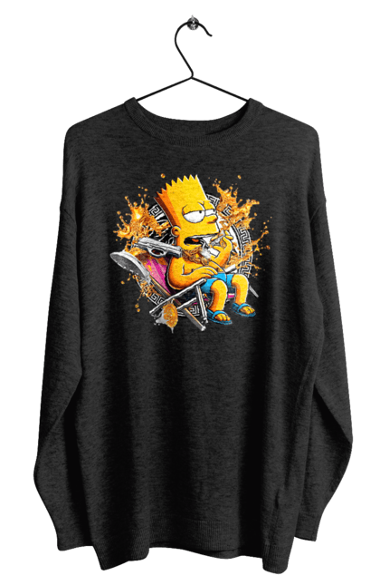 Men's sweatshirt with prints Bart Simpson Versace. Bart, cartoon, serial, simpson, versace. 2070702