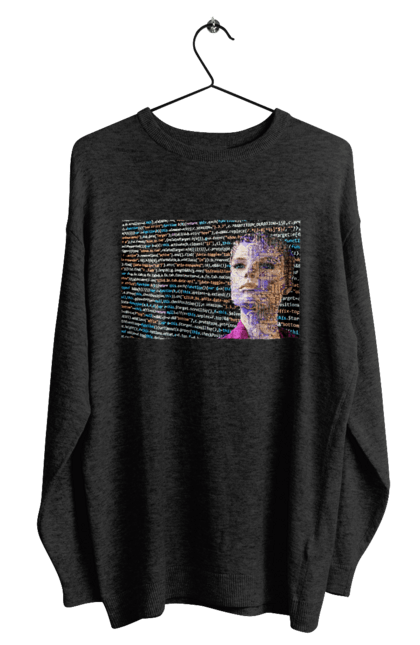 Світшот чоловічий з принтом "Штучний Розум". Айті, айтішник, гик, жінка, знання, інженер, інтелект, кібер, кібернетика, кіборг, код, комп, комп`ютерник, кристал, машинне навчання, мікросхема, мозок, портрет, програміст, професіонал, професія, розробник, розум, світиться, світло, хакер, чіп, штучний інтелект, штучний розум. 2070702