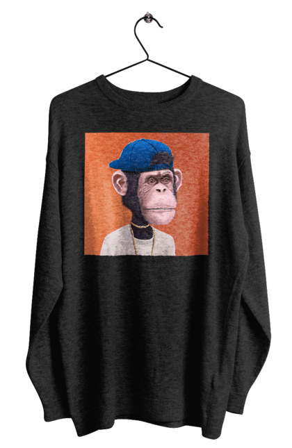 Світшот чоловічий з принтом "Мавпочка 6". Nft, персонаж, принти, ручне малювання, футболки. CustomPrint.market