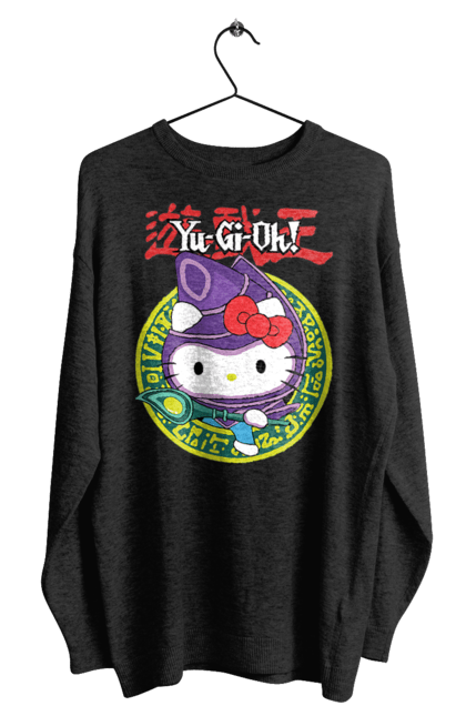 Світшот чоловічий з принтом "Yu Gi Oh! Хелло Кітті". Hello kitty, yu gi oh, yu-gi-oh, аніме, бренд, кіт, кошеня, персонаж, хелло кітті. 2070702