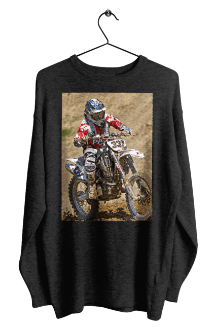 Світшот чоловічий з принтом "МОТОГОНЩИК". Мото, мотогонщик, мотоцикл, спорт, спортсмен. 2070702