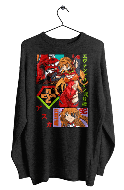 Men's sweatshirt with prints Evangelion Asuka. Anime, asuka, asuka langley sorry, eva 02, evangelion, eve, kaoru, manga, ray, shinji. 2070702