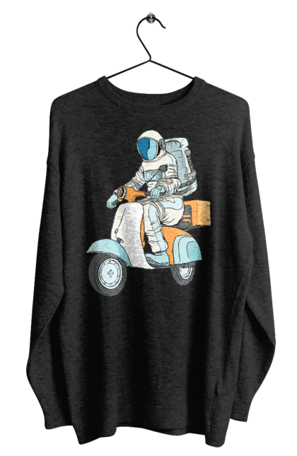Світшот чоловічий з принтом "Космонавт на мотоциклі". Космонавт, космос, мотоцикл. 2070702