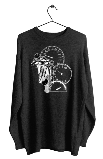 Світшот чоловічий з принтом "Мотоцикл І Швидкість Білий". Мото, мотоцикл, швидкість. 2070702