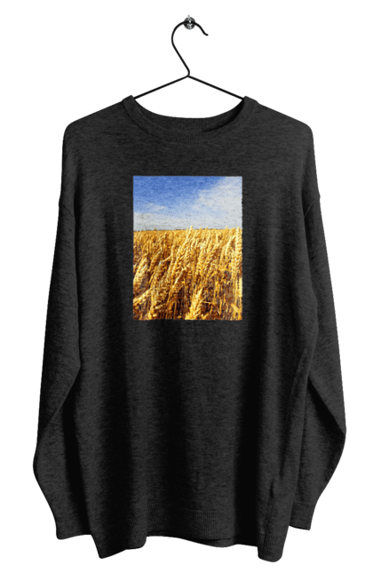 Світшот чоловічий з принтом "Україна". Голубизна, красота, небо, поле, природа, пшеница. 2070702