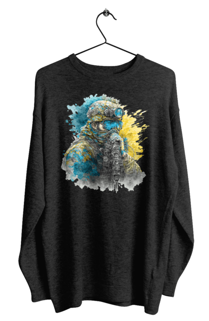 Світшот чоловічий з принтом "Снайпер ЗСУ". Армія, зсу, прапор україни, символи україни, снайпер, солдат, україна. 2070702