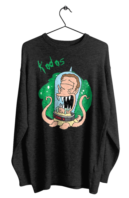 Men's sweatshirt with prints Rick and Morty. Adventures, black humor, cartoon, rick, rick and morty, sci-fi, tragicomedy. 2070702