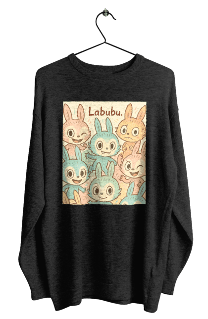 Світшот чоловічий з принтом "Лабубу". Безтурботно, грайливо, дизайнперсонажу, каваї, лабубу, милі мистецтво, ніжні відтінки, пастельніквіти, стиль мультфільму, чарівно. 2070702