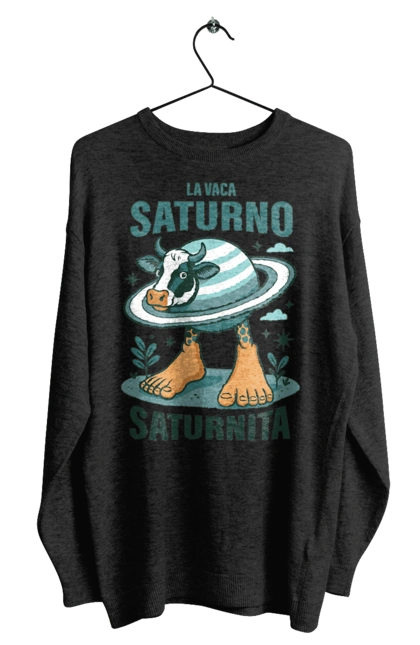 Свитшот мужской с принтом Lavaca Saturno Saturnita. Брейнрот, итальянская гниль мозгов, итальянские мемы, итальянский брейнрот, итальянский мем, корова сатурн, ла вака, ла вака сатурно, лавака сатурно, сатурно сатурнито. 2070702