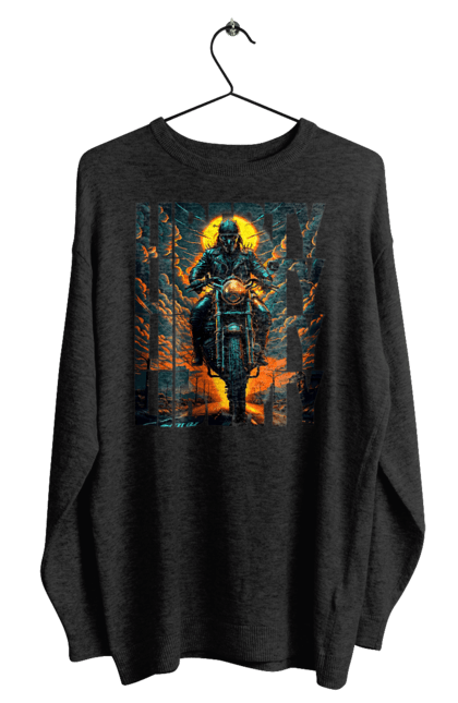 Світшот чоловічий з принтом "Байкер". Байкер, мотоцикліст, подорожі, свобода, туризм. 2070702