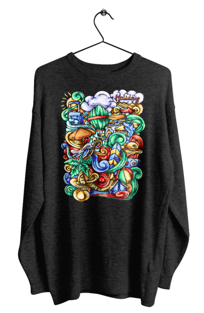 Світшот чоловічий з принтом "Канікули відпочинок арт". Відпочинок, канікули, літо, море, пляж, подорож. 2070702