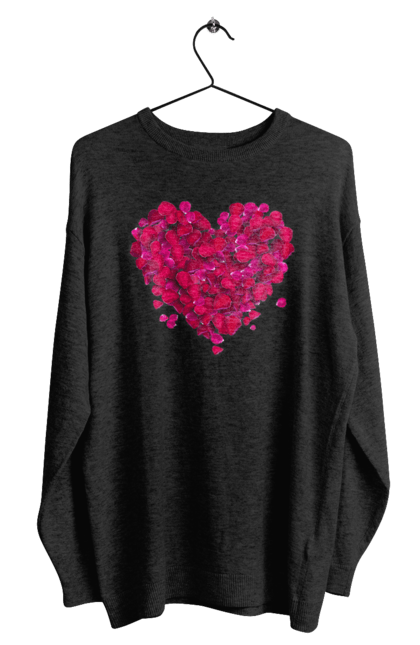 Men`s sweatshirt with prints Heart From Rose Petals. Petals, rose flower. 2070702