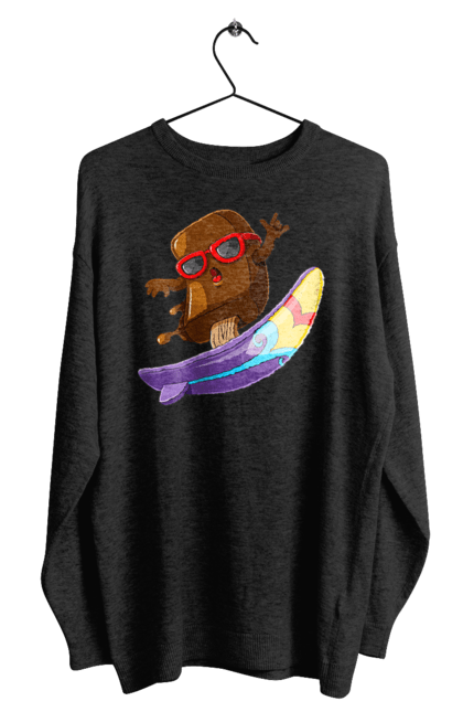 Світшот чоловічий з принтом "Мороженко На Серфі". Літо, морозиво, окуляри, серфінг. 2070702