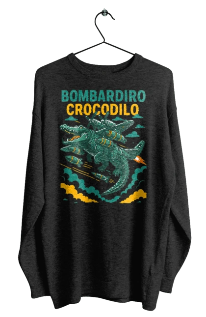 Свитшот мужской с принтом Bombardino Crocodilo. Bombardino, bombardino crocodilo, бомбардино крокодило, бомбардиро крокодило, брейнрот, брейнрот персонажи, итальянские мемы, итальянский брейнрот, крокодил, крокодил самолет. 2070702