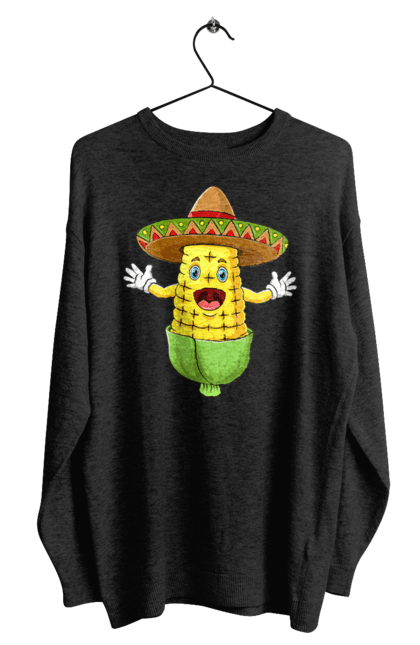 Світшот чоловічий з принтом "Кукурудза Сомбреро". Їжа, кукурудза, сомбреро. 2070702