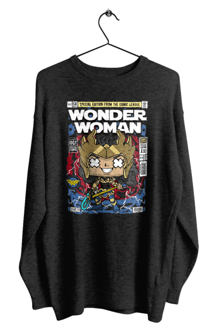 Світшот чоловічий з принтом "Wonder Woman". Womder, герой, жінка, комікси, комікси dc, чудова жінка. Funkotee