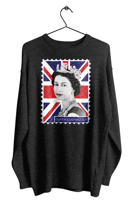 Свитшот мужской с принтом Королева Елизавета II. Britain, british, england, platinum jubilee, queen, queen elizabeth, queen elizabeth ii, rip queen elizabeth, королева елизавета. 2070702