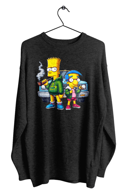 Men's sweatshirt with prints Bart Breaking Bad. Bart, breaking bad, cartoon, character, laboratory, milhouse, serial, simpson, simpsons. 2070702