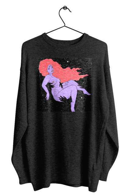 Світшот чоловічий з принтом "Фіолетова Дівчина В Чорній Дирі". Дівчина, лапають. 2070702