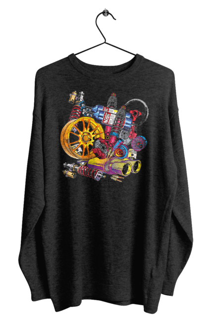 Світшот чоловічий з принтом "Автозапчастини". Автозапчастини, гонка, драгрейсинг, драйв, машина, стрітрейсинг. 2070702